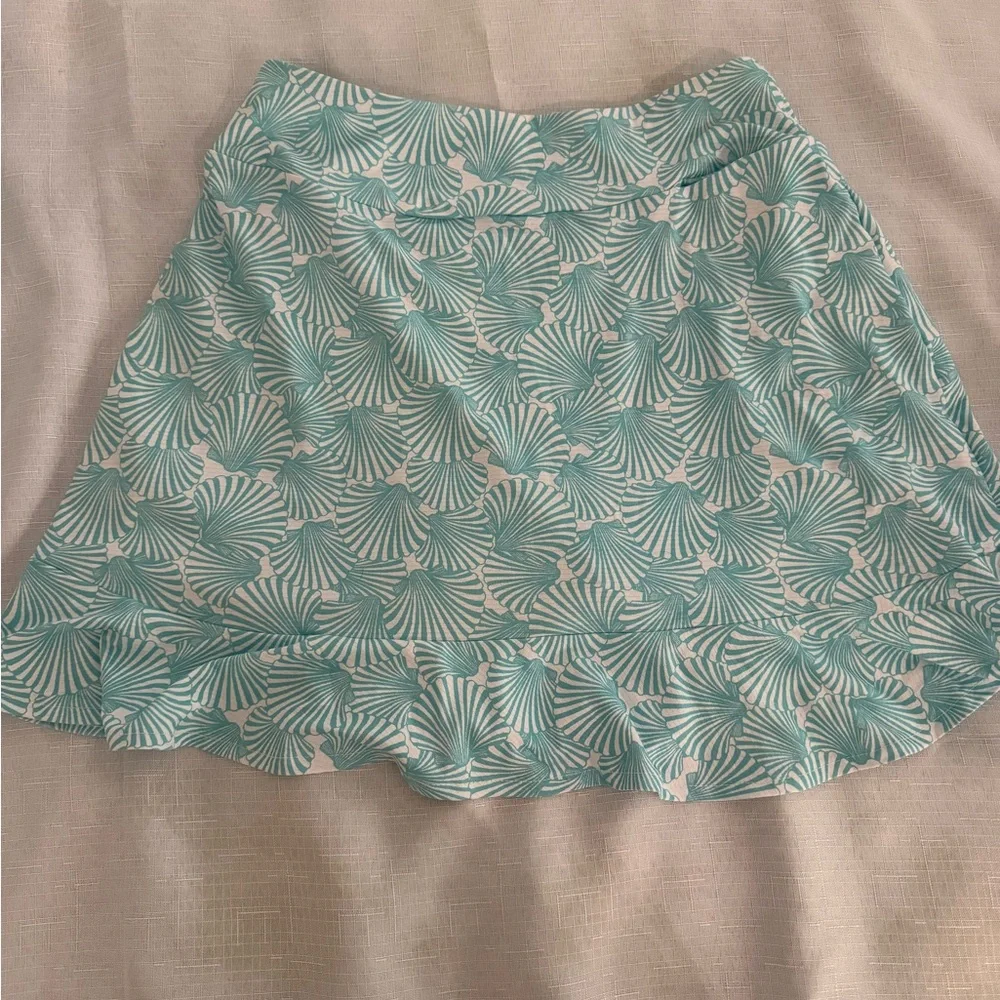 Gottex teal and White Shell-Print golf skort and top - Picture 3 of 6